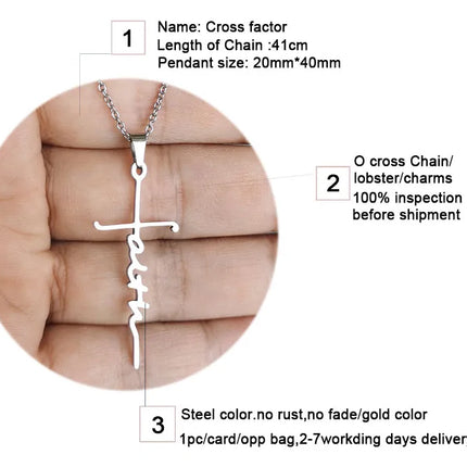 Stainless Steel Faith Cross Necklace