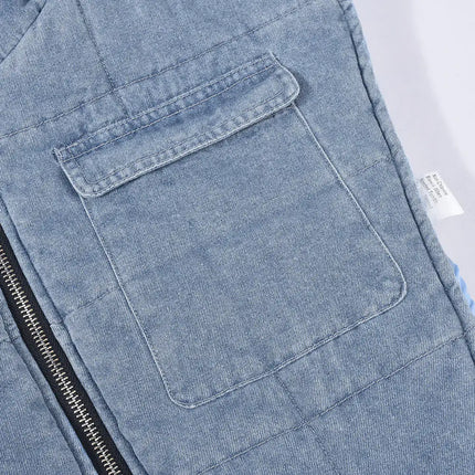 Hooded Denim Vest Jacket