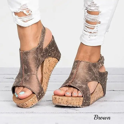 Peep Toe Wedge Sandals