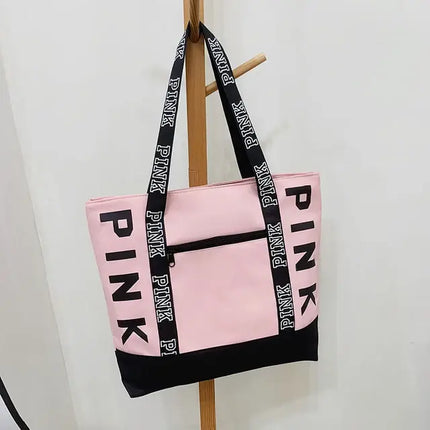 Pink Letter Graphic Tote Casual Chic