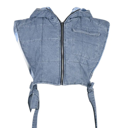 Hooded Denim Vest Jacket