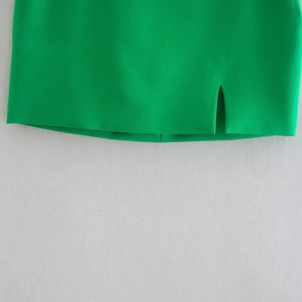 Green Straight Blazer Skirt