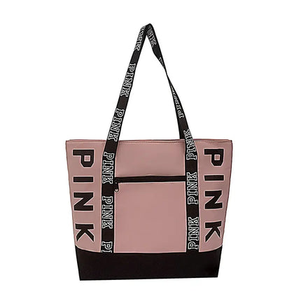 Pink Letter Graphic Tote Casual Chic