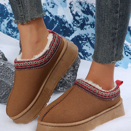 Chestnut Suede Print Plush Lined Snow Boots