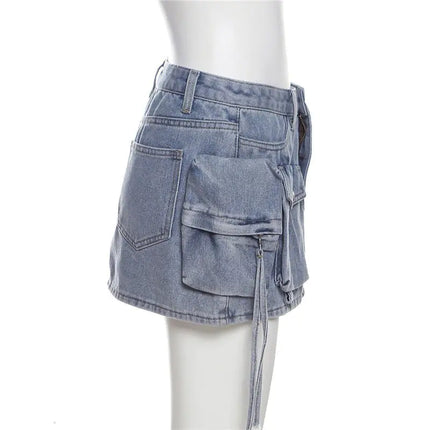 Cassie Cargo Denim Mini Skirt