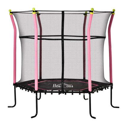 5.2FT Kids Trampoline With Enclosure Indoor Outdoor for 3-10 Years Pink