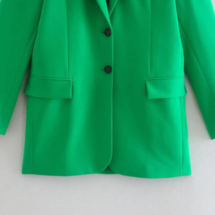 Green Straight Blazer Skirt