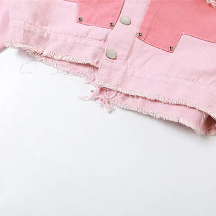 Sweet Fantasy Distressed Denim Mini Skirt Set