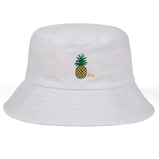 Pineapple Pin Embroidery Bucket Hat