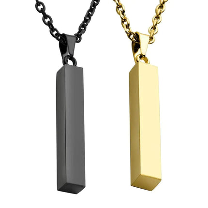 Steel Vertical Bar Pendant Necklace