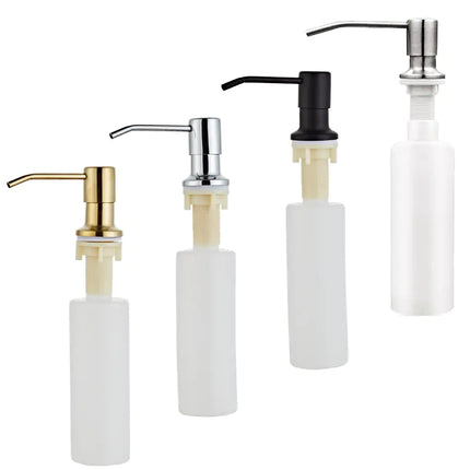 Built-in Kitchen Sink Soap Dispenser: 300ML Stainless Steel Hand Press Bottle