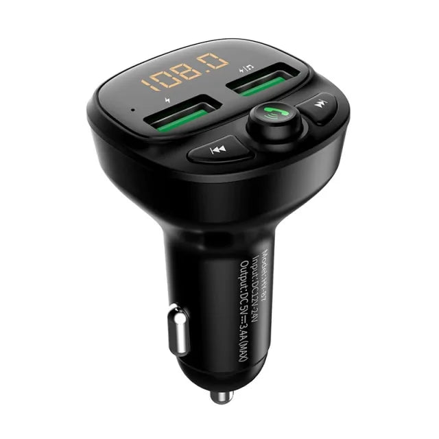 Car Bluetooth FM Transmitter with 5.0 Dual USB Charger