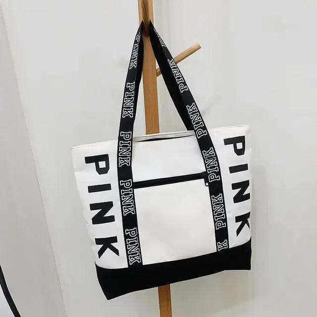 Pink Letter Graphic Tote Casual Chic