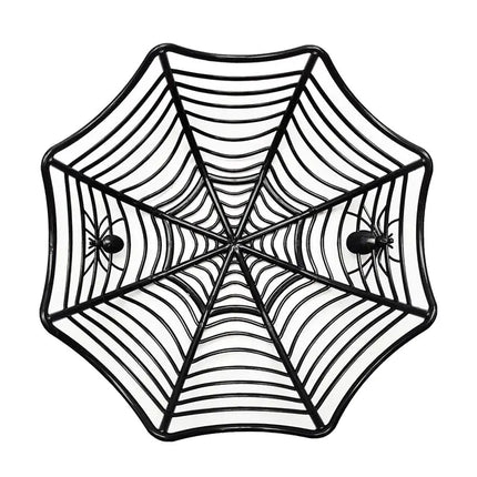 Halloween Candy Basket: Black Orange Spider Web Design for Trick or Treat Decoration