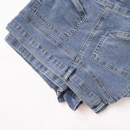 Carmen Asymmetric Washed Denim Mini Skirt