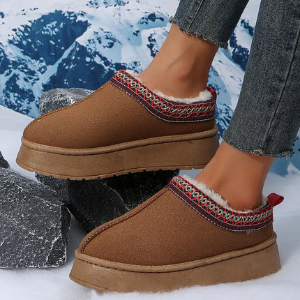 Chestnut Suede Print Plush Lined Snow Boots