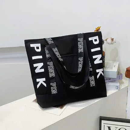 Pink Letter Graphic Tote Casual Chic