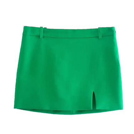 Green Straight Blazer Skirt