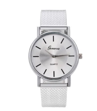 Mesh Belt Quartz Wristwatches for Women and Men