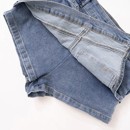 Carmen Asymmetric Washed Denim Mini Skirt