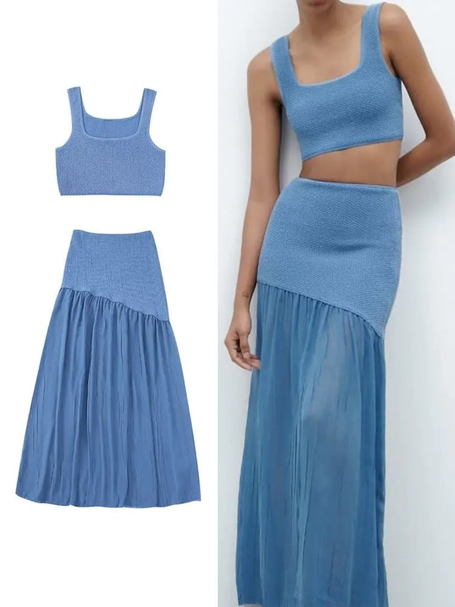 Women's Summer Blue Skirt Set